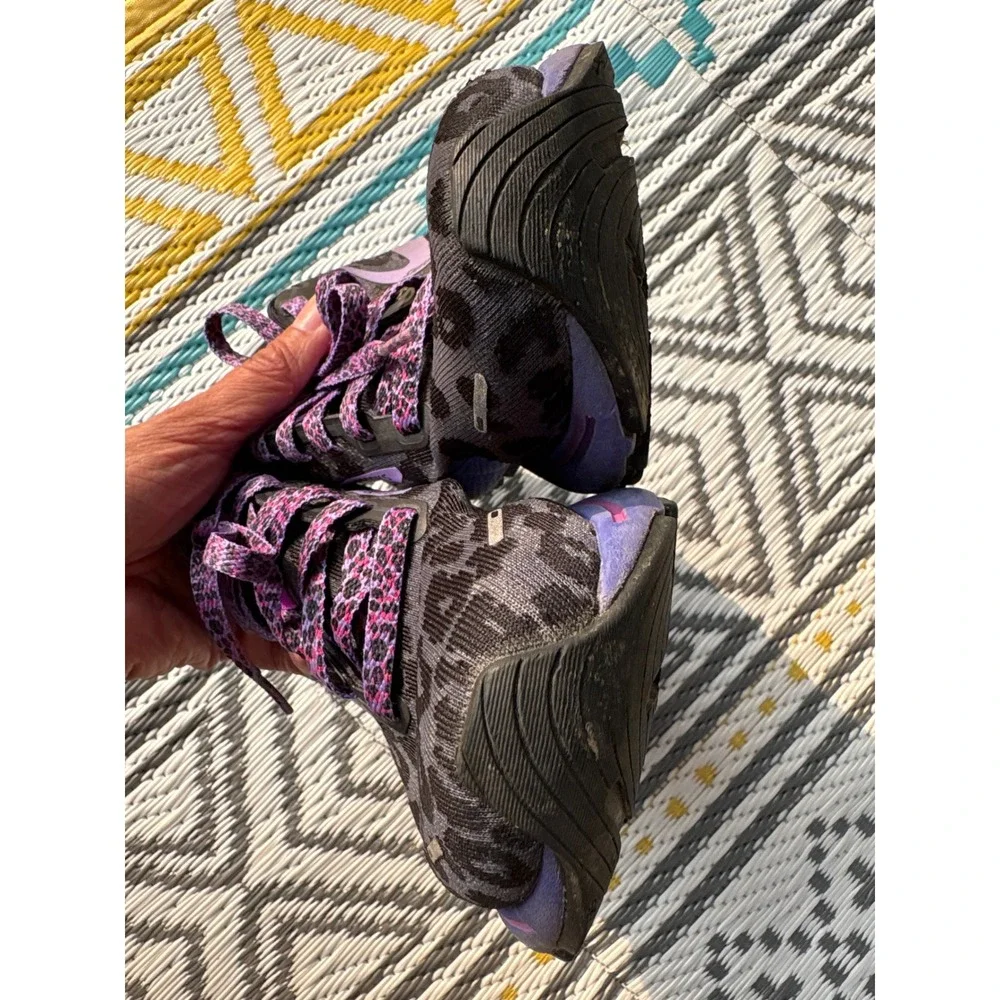 Brooks Ghost 14 Womens Running Shoes Leopard Print Black Purple Sneakers Size 6